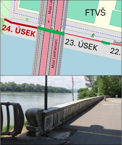 Náhľad pre Kamenné zábradlie pri Dunaji – 24. úsek pri Moste Lanfranconi - Bratislava